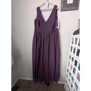 Azazie Plum V-Neck Chiffon Maxi Dress